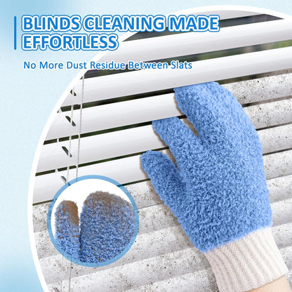 MIG4U Microfiber Dusting Gloves House Cleaning Glove for Blinds, Windows, Shutters, Furniture, and Car, Reusable Lint-Free Pink 1 Pair S/M