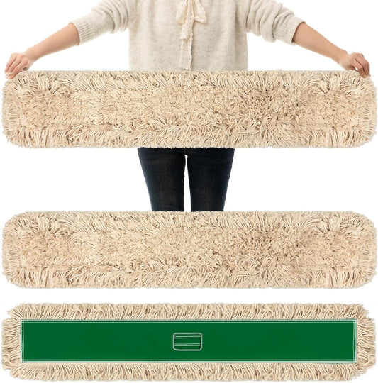 3 Pcs Large 48 Inch Commercial Dust Mop Pads Industrial Dust Mop Head Replacement Reusable Refill Pads for Floor Cleaning, Office, School, Restaurant, Hospital