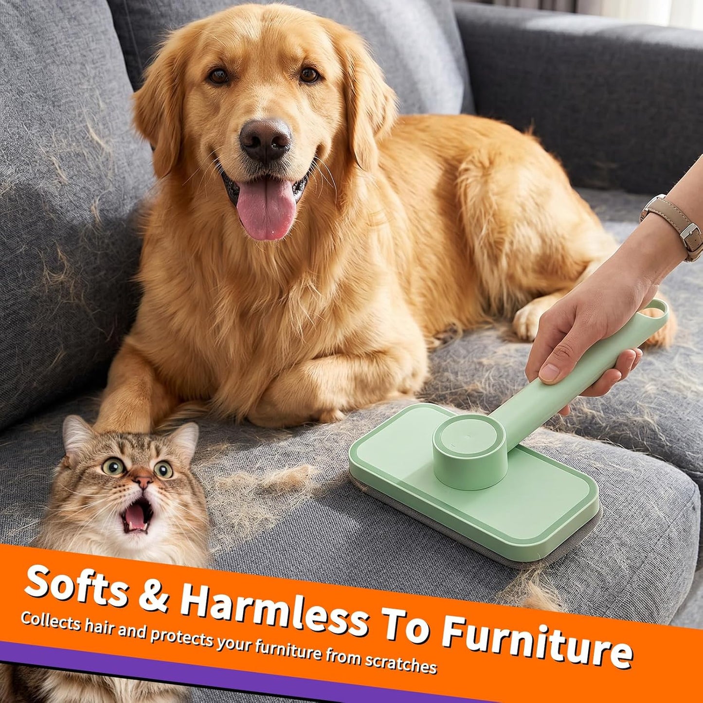 Rundik Pet Hair Remover – Reusable Lint Remover for Dog and Cat Hair Electrostatic Lint Brush Magic Pet Hair Removal Tool for Clothes, Couch, Carpet, Car, Rugs, Bedding, Fabric Furniture