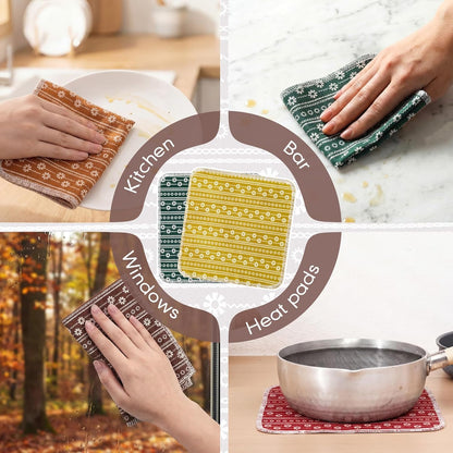 Redbaker 50 Pcs Reusable Paper Towels Paperless Reusable Cotton Cloths Toilet Absorbent Washable Paper Towels with Roll Kitchen Dishcloth for Kitchen Paperless Dishcloths(Stripe)