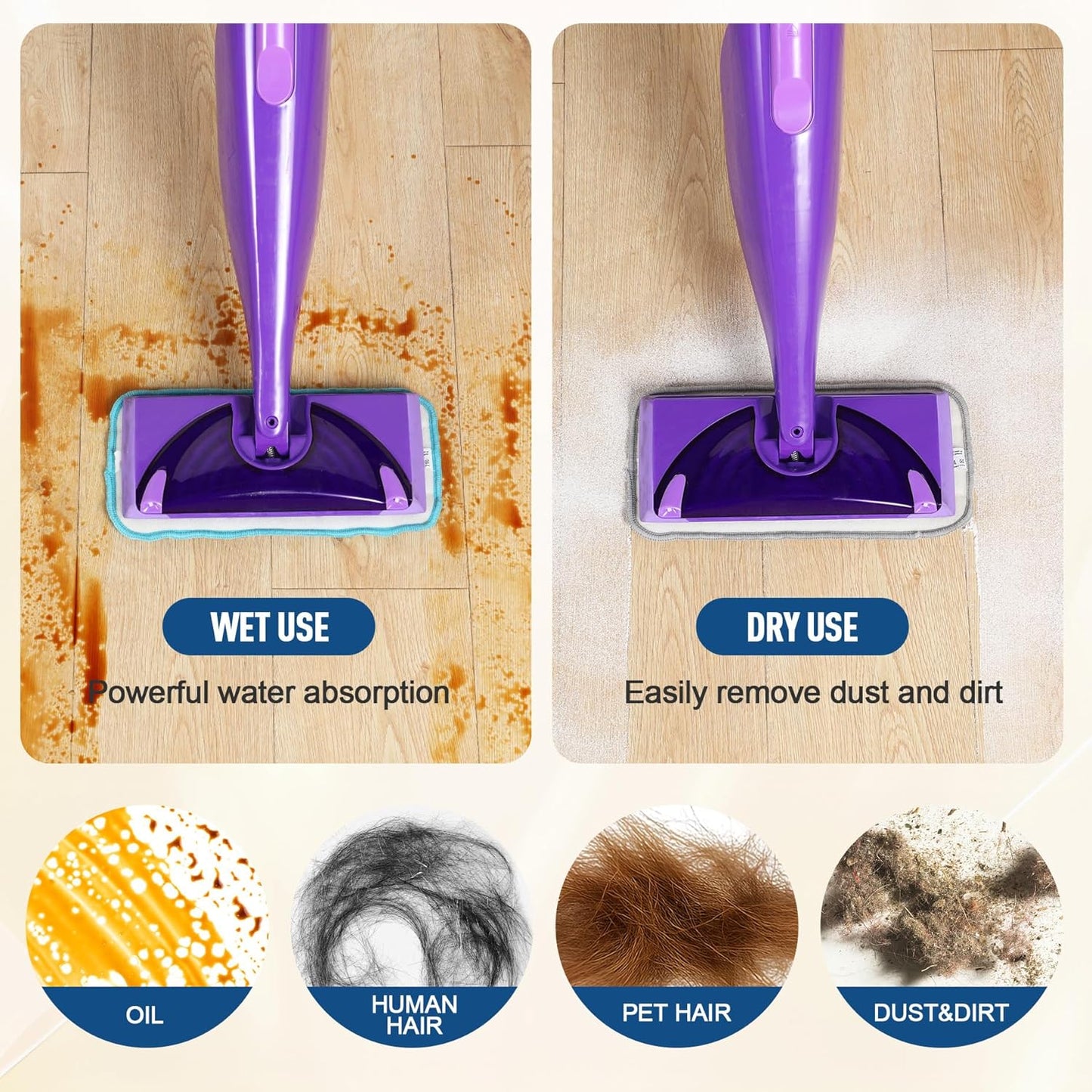 Microfiber Mop Pads Compatible with WetJet, Reusable Wet and Dry Replacement Pads Swiffer Wet Pads for All Floor Types Cleaning (8 Pack)