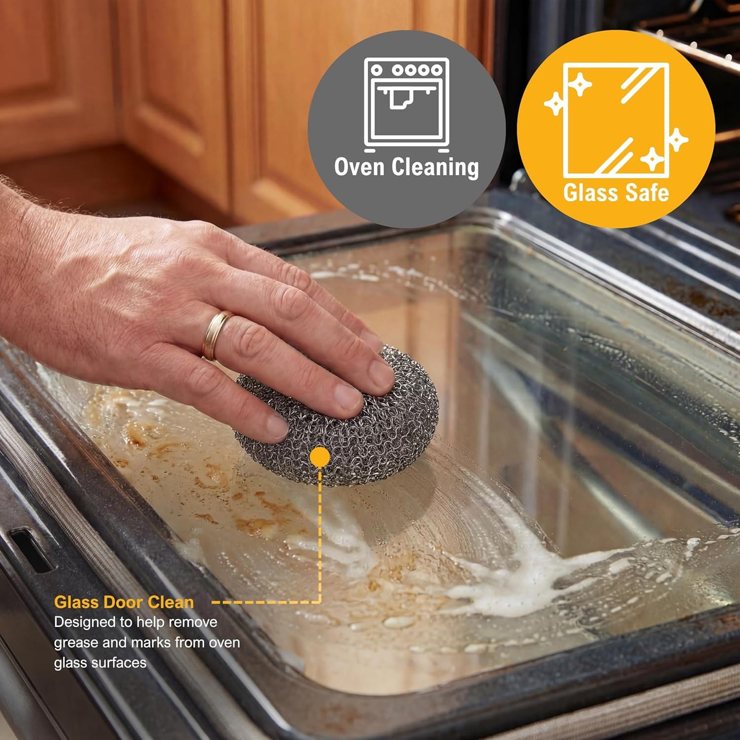 PAMI Heavy Duty Stainless Steel Sponge Scrubber Non-Scratch Metal Sponges Kitchen Metal Scratch Pads for Pots Pans Pack of 4