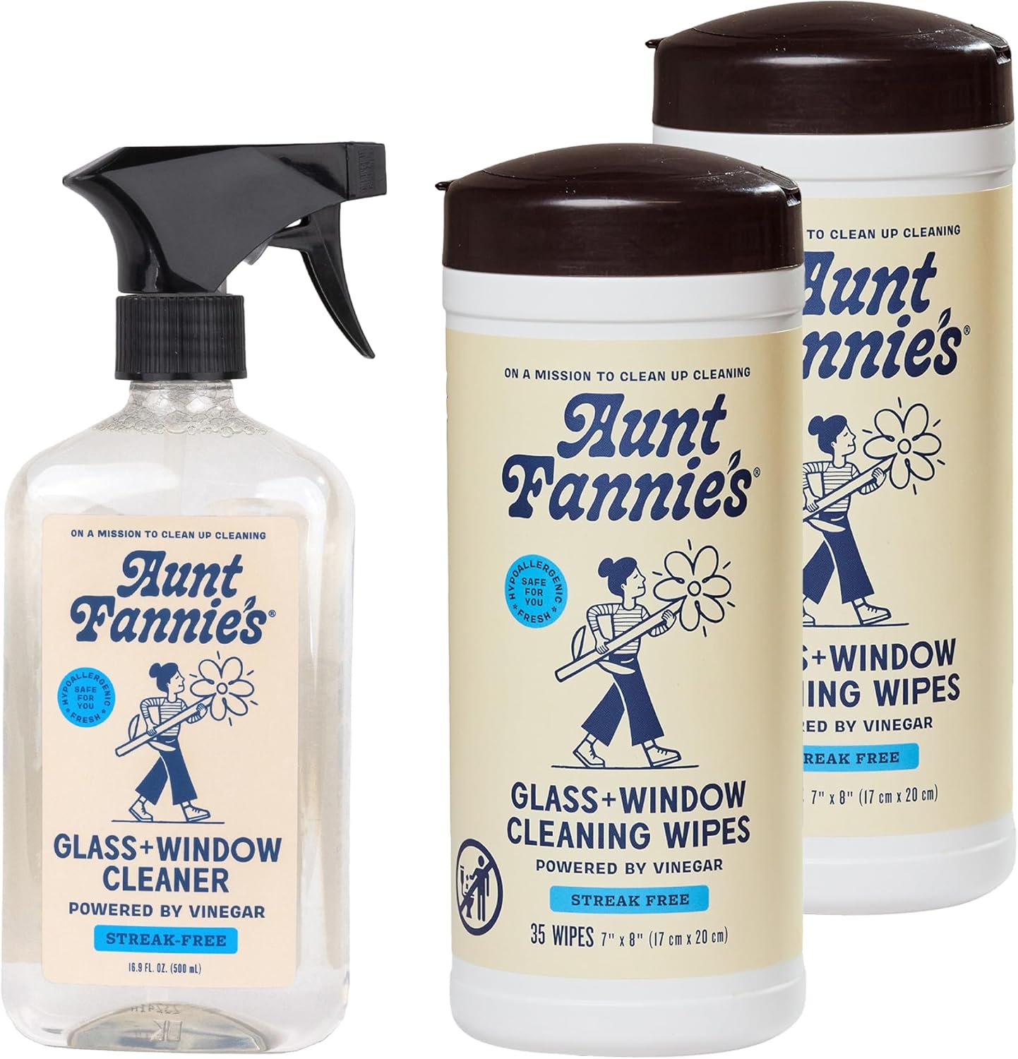 Aunt Fannie's Glass & Window Cleaning Vinegar Spray, Natural Streak-Free Spray, 16.9 Ounces (Pack of 1)
