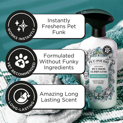 Pet-Pourri Pawsitively Fresh Pet Odor Deodorizer Spray, 16 Fl Oz, Up to 800 Uses, Air + Fabric Odor Remover with Essential Oils & Plant Based Ingredients, Vet Recommended, Pineapple, Jasmine & Pear