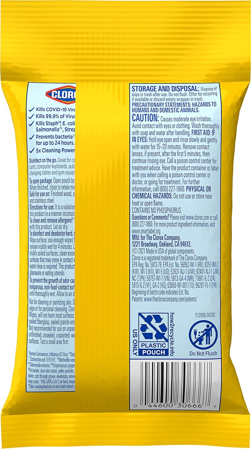 Clorox Disinfecting Wipes To Go Pack, Bleach Free, Fresh Scent, 9 Count, Pack of 24 (Pack May Vary)