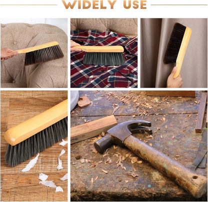 Patelai 2 Pieces Wooden Bench Brushes Fireplace Brush Natural Fiber Bench Soft Bristles Long Wood Handle Dust for Hearth Tidy Car Home Workshop Woodworking(Gray)
