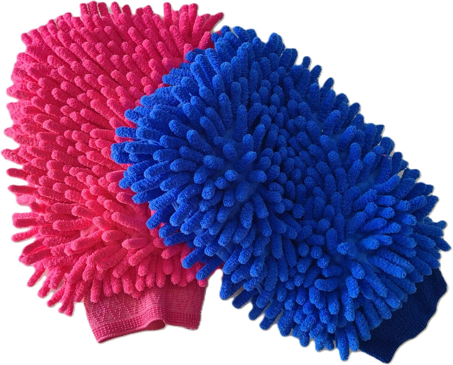 House Cleaning and Car Wash Mitts, Home Dusting Microfiber Gloves, Washing Clean Polish Faster (2-Pack, Green/Blue)