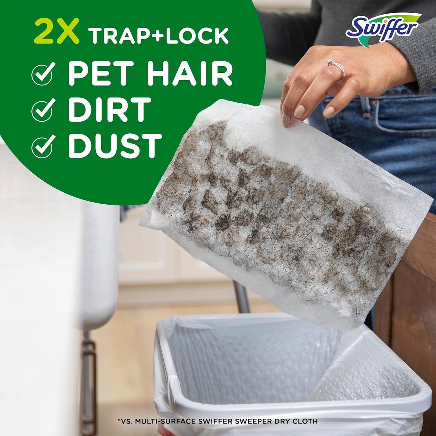 Sweep + Mop, Dry Pads Refill, Floor Cleaner for Dirt, Dust, Hair, Cleaning Cloths for Mopping Home, Bathroom, Kitchen, All Purpose Multi-Surface Floor Wipes, Heavy Duty, Pet, 32 Count