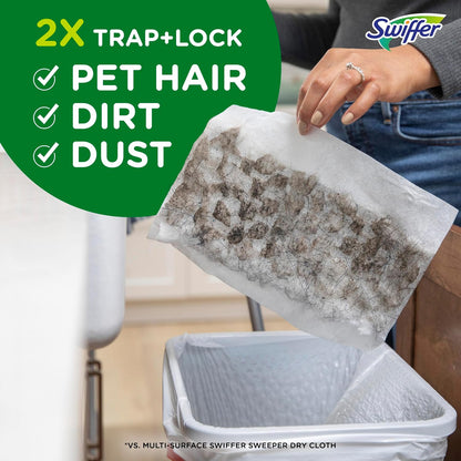 Sweep + Mop, Dry Pads Refill, Floor Cleaner for Dirt, Dust, Hair, Cleaning Cloths for Mopping Home, Bathroom, Kitchen, All Purpose Multi-Surface Floor Wipes, Heavy Duty, Pet, 32 Count