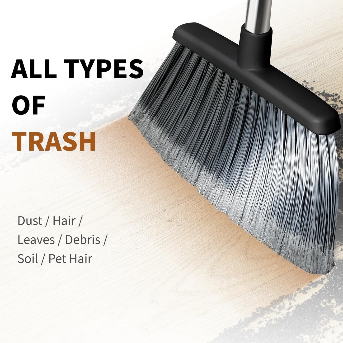 Broom, Outdoor Brooms for Sweeping Indoor, Adjustable 55" Pet Hair Removal Heavy Duty Broom for Floors Home Kitchen Garage Commercial Patio Industrial Snow (Pack of 1)