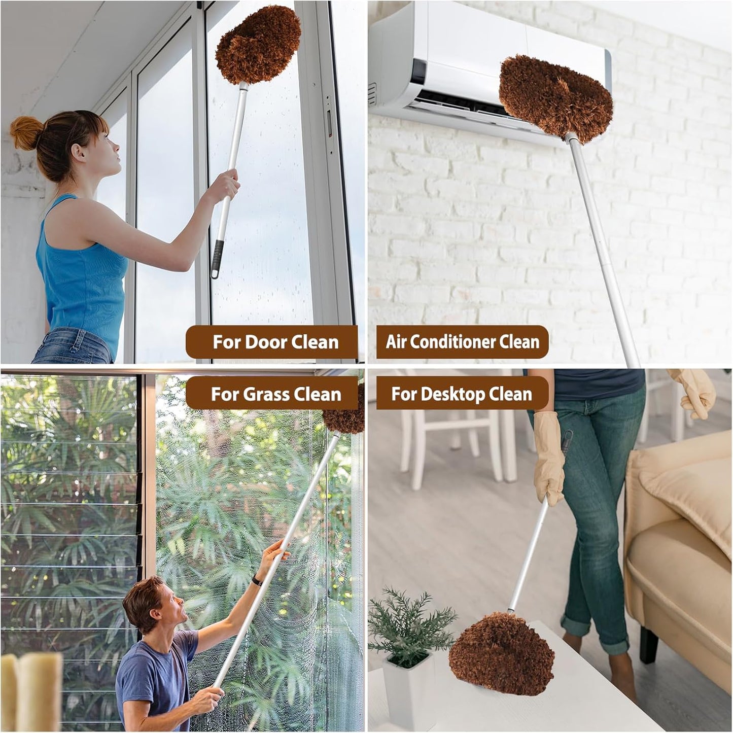 Ceiling Fan Cleaner Duster High Ceiling Extended Fan Blade Cleaner from 13 to 50 Inch Reusable Microfiber Ceiling Fan Duster with Extension Handle for Furniture Bookshelves Wall Door (Gray)