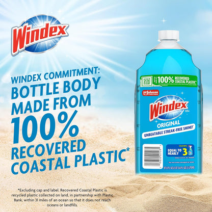 Windex Glass and Window Cleaner Spray Bottle, Packaging Designed to Prevent Leakage and Breaking, Surface Cleaning Spray, Original Blue Scent, 23 Fl Oz