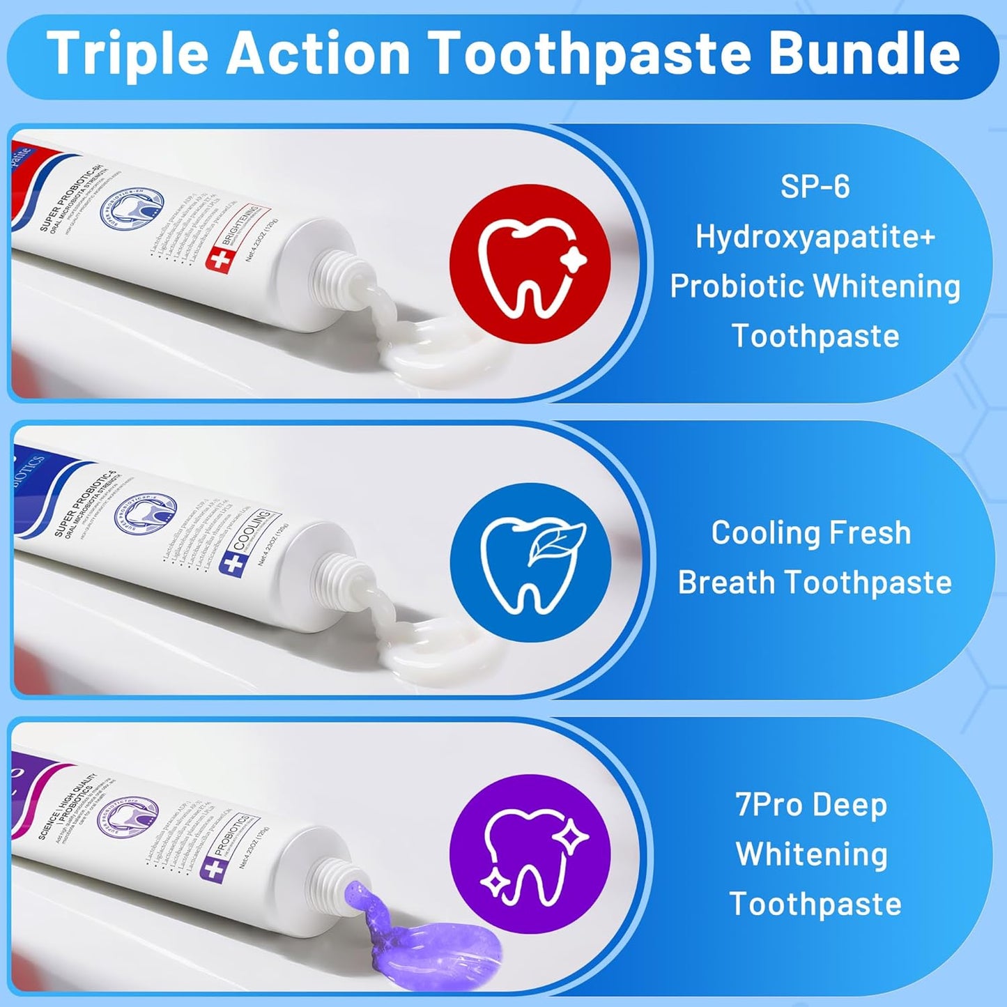 7.5% Nano Hydroxyapatite Toothpaste, SP-6 Probiotic Toothpaste, Helps Remineralize, Strengthens Enamel, Dentist-Formulated Whitening Toothpaste for Sensitive Teeth, Fluoride-Free, 4.23 oz 2Pack