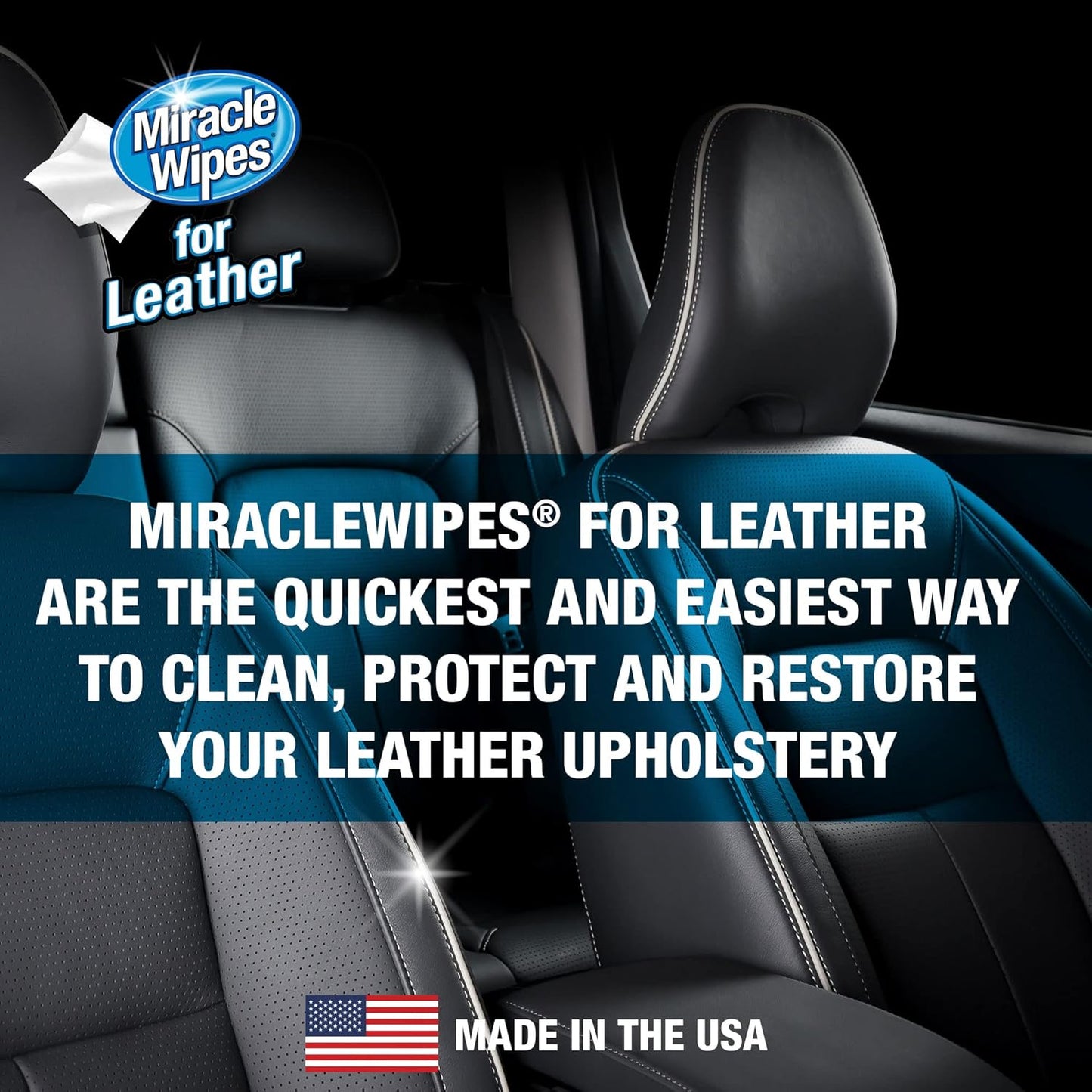 MiracleWipes for Leather Cleaning & Conditioning, Vehicle, Furniture, Shoes, Jacket, Interior, Upholstery, Cleans, Protects, and Moisturizes Leather, Prevent Fading and Cracking - 30 Count