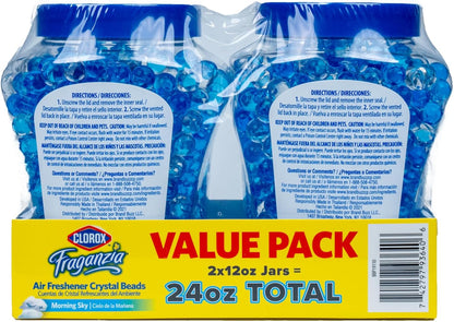 Clorox Fraganzia Crystal Beads Air Freshener, Long Lasting Room Deodorizer and Odor Eliminator Gel Beads to Freshen Home, Car, or Office, Lavender with Eucalyptus Scent, 12 Fl Oz