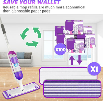 Reusable Mop Pads Refills for Swiffer PowerMop - Microfiber Wet Pads Refill Spray Mop Reusable Pads for Swiffer Mop, Also can be Disposable Power Mop Pads Refills for Multi-Surface Cleaning, 24PCS
