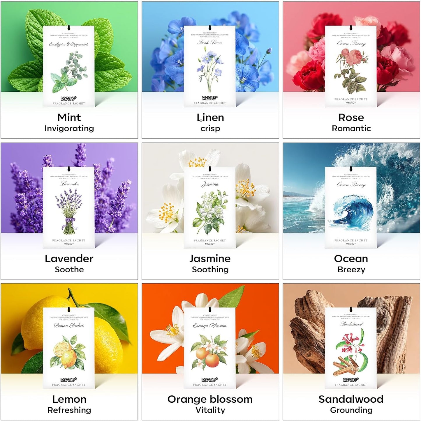 MYARO 12 Pack Fresh Linen Scented Sachets for Drawer, Closet & Car Air Freshener Bags | Odor Eliminator & Fabric Refresher | Crisp, Clean Home Fragrance Gift Set