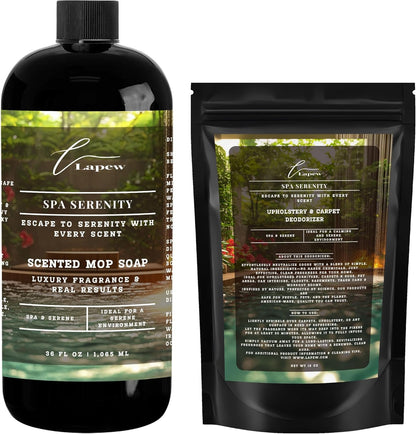 Lapew Black Sea Scented Cleaning Bundle | Carpet Deodorizer Powder (16 oz) & Mop Soap Concentrate (36 oz) | Pet-Friendly Odor Eliminator - Colors B
