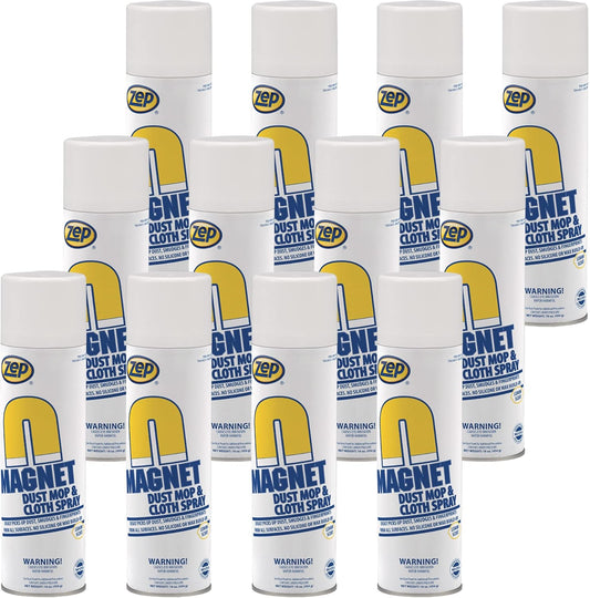 Zep Magnet Dust Mop and Cloth Spray- 16 oz (Case of 12) 8001 - Best Way to Clean Hardwood and Laminate Floors and Keep Them Dust-Free, Gets Rid of Smudges, Scuffs and Smears