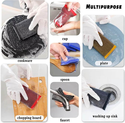 Steel Wool Scrubber Dish Sponges - Kitchen Scrubbing Pads Pot Scrubber for Kitchen Non Scratch, Soft and Fast sponges for Cleaning (6 Pack)