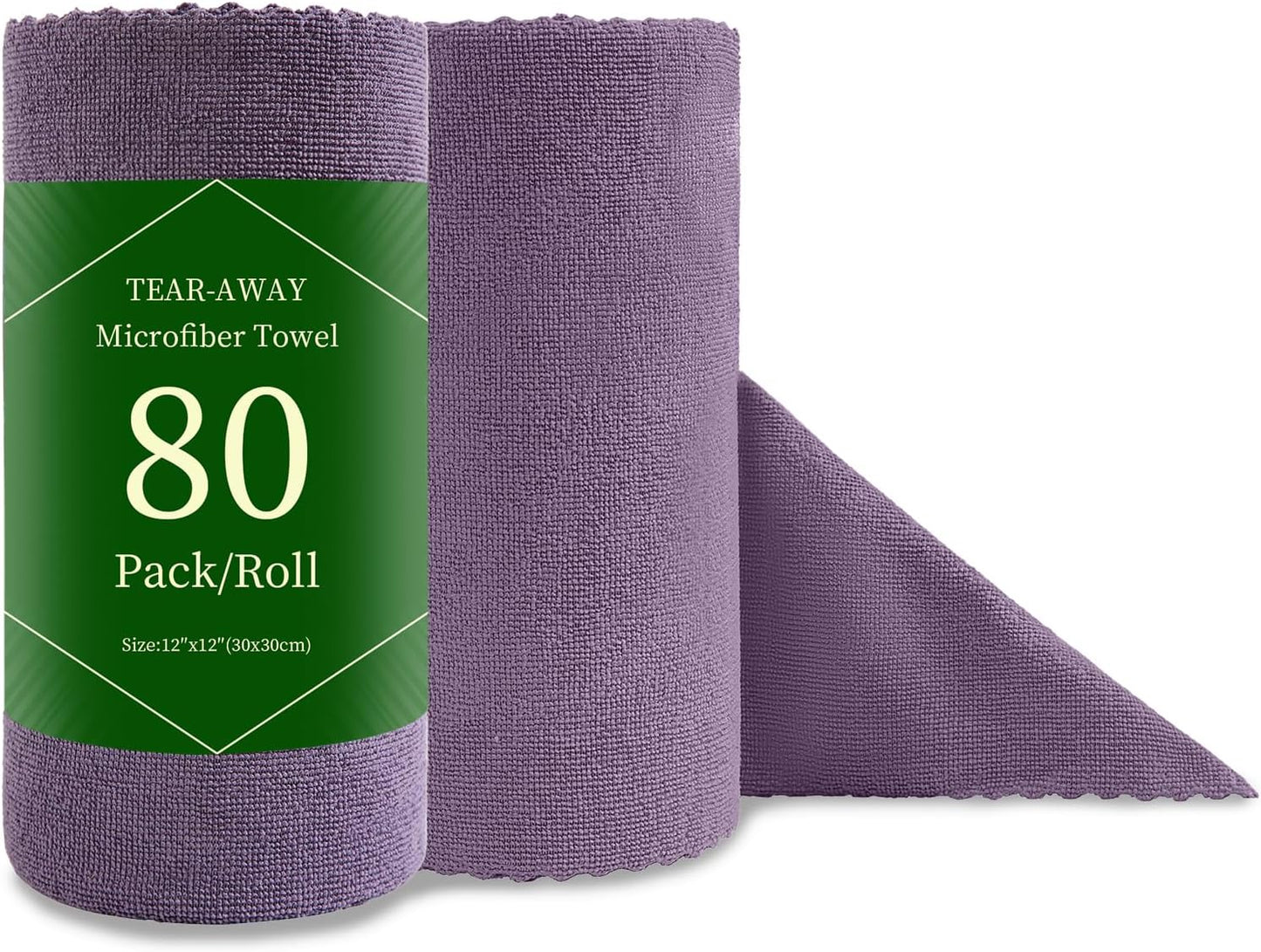 80 Pack Microfiber Cleaning Cloth Roll Reusable Paper Towels 12"x12" Tear Away Cloth, Microfiber Towels for Cars, Wash Cloths, Lint Free Dark Grey Rags for House, Kitchen,Window,Cleaning Supplies