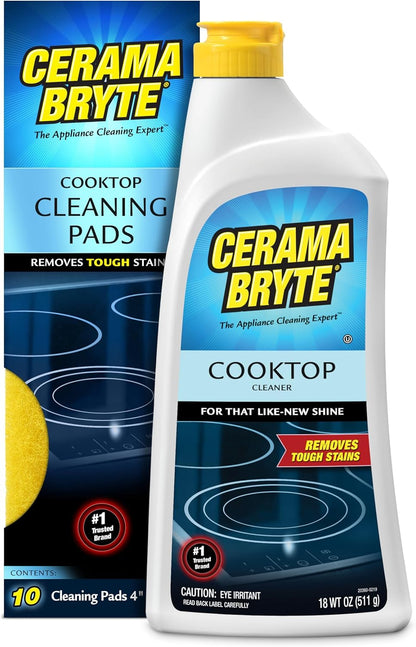 Cerama Bryte Removes Tough Stains Cooktop and Stove Top Cleaner for Glass - Ceramic Surfaces, 18 Ounces, 2 Pack