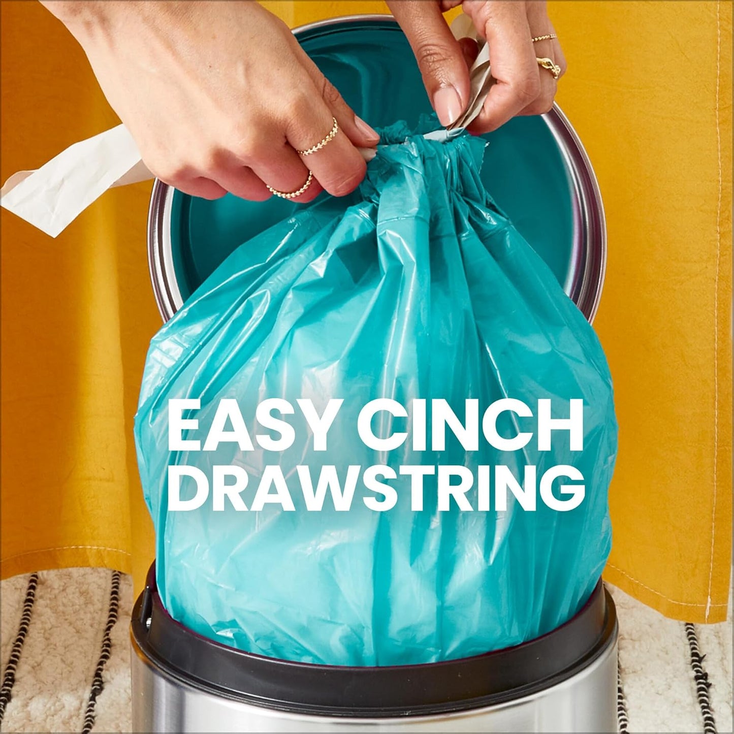 Glad Small Trash Bags 4 Gallon, Febreze Cherry Blossom Garbage Bags, Odor Resistant with Drawstring, 34 Count