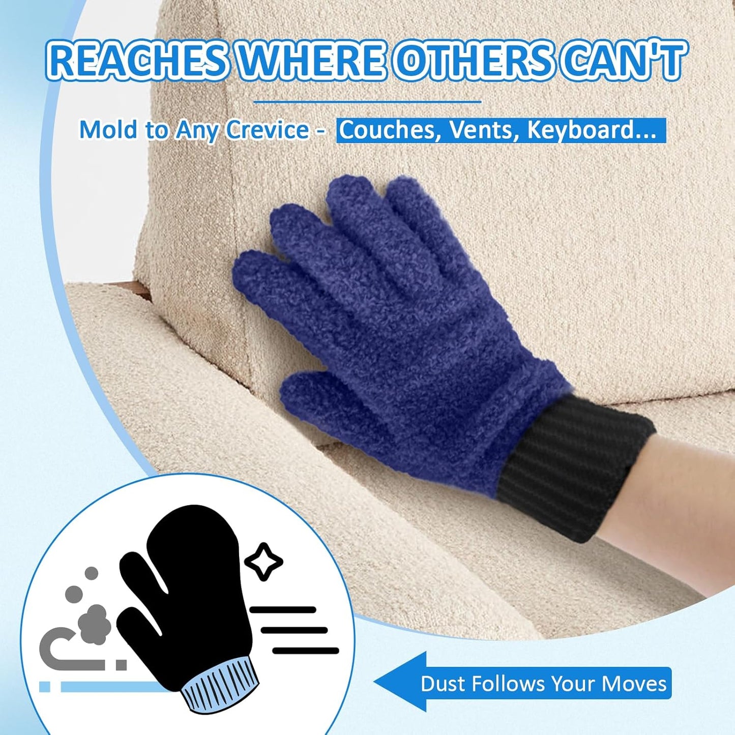 MIG4U Microfiber Dusting Gloves House Cleaning Glove for Blinds, Windows, Shutters, Furniture, and Car, Reusable Lint-Free Pink 1 Pair S/M