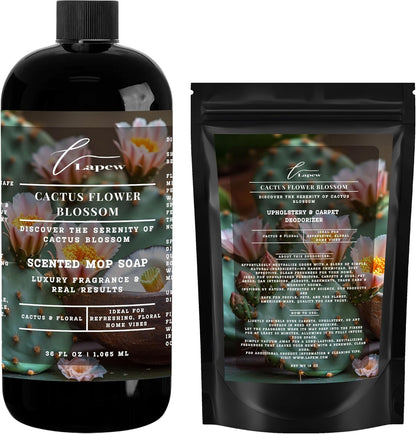Lapew Black Sea Scented Cleaning Bundle | Carpet Deodorizer Powder (16 oz) & Mop Soap Concentrate (36 oz) | Pet-Friendly Odor Eliminator - Colors A