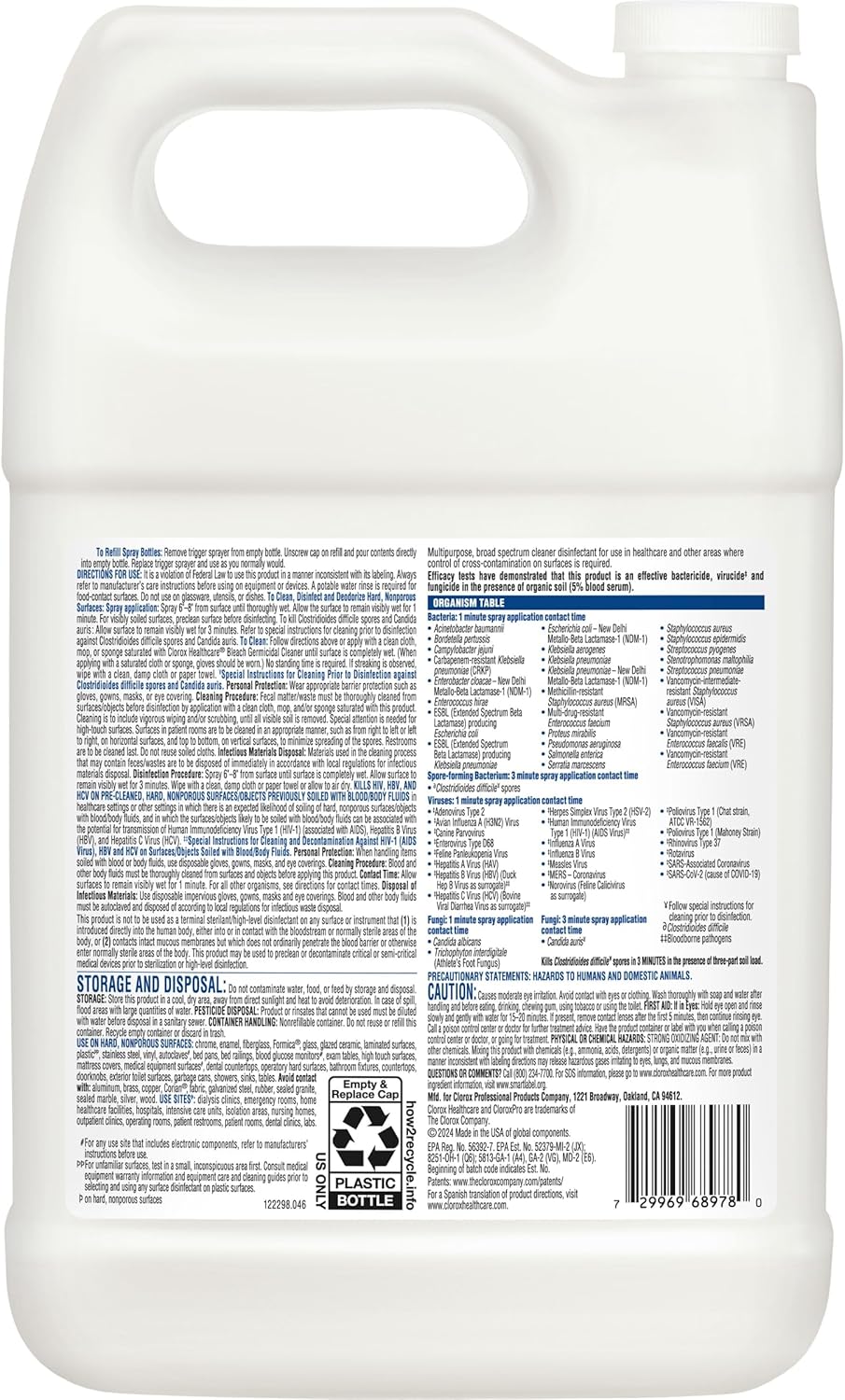 Clorox Healthcare Bleach Germicidal Cleaner Refill, 128 Fluid Ounces (Package May Vary)