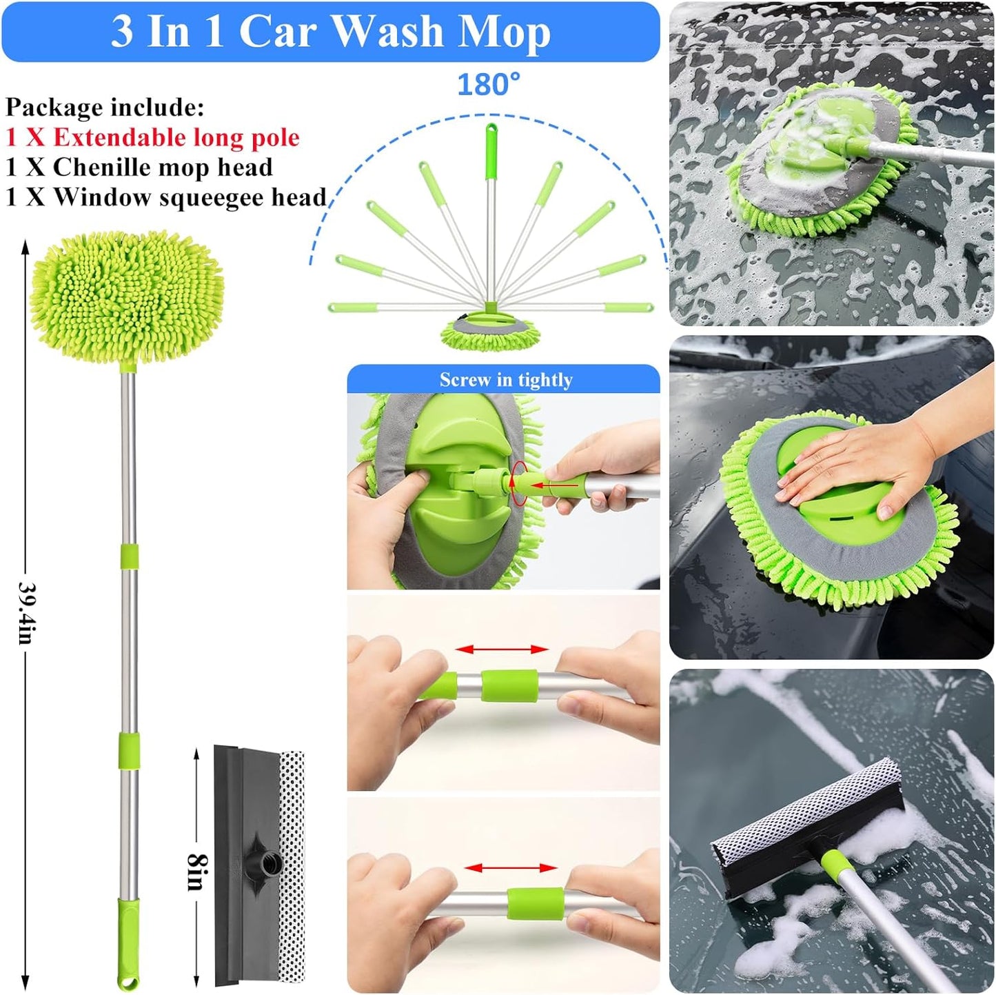 42Pcs Car Wash Detailing Kit Cleaning Set with Foam Gun Sprayer, Long-Handle Brush, Collapsible Bucket, Large Wash Mitt, Towels, Complete Interior & Exterior Car Washing Supply Set (Blue)
