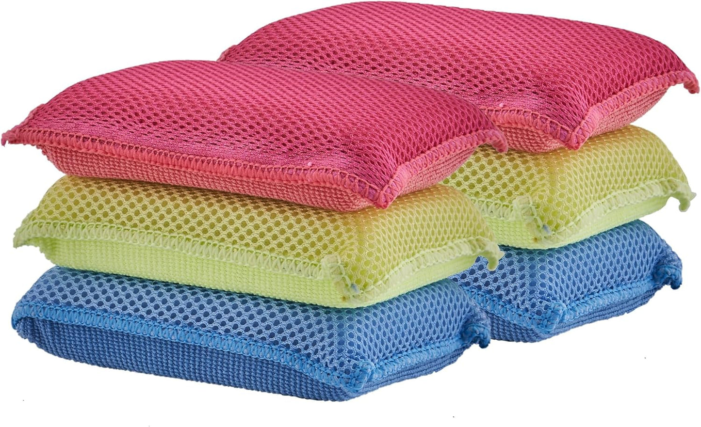 Superio Miracle Microfiber Sponges for Kitchen 3-Pack Red Yellow Blue, Kosher Non-Scratch Sponge Scrubber Heavy Duty Multi-Purpose Cleaning of Dishes, Pots, Pans and Counter tops, Machine Washable