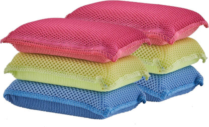 Superio Miracle Microfiber Sponges for Kitchen 3-Pack Red Yellow Blue, Kosher Non-Scratch Sponge Scrubber Heavy Duty Multi-Purpose Cleaning of Dishes, Pots, Pans and Counter tops, Machine Washable