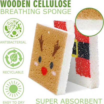 Whaline 8Pcs Starfish Shell Kitchen Sponges Water Absorbing Dish Washing Sponge Summer Sea Snail Starfish Shell Non Scratch Cleaning Scrub Sponges for Summer Home Kitchen Bathroom