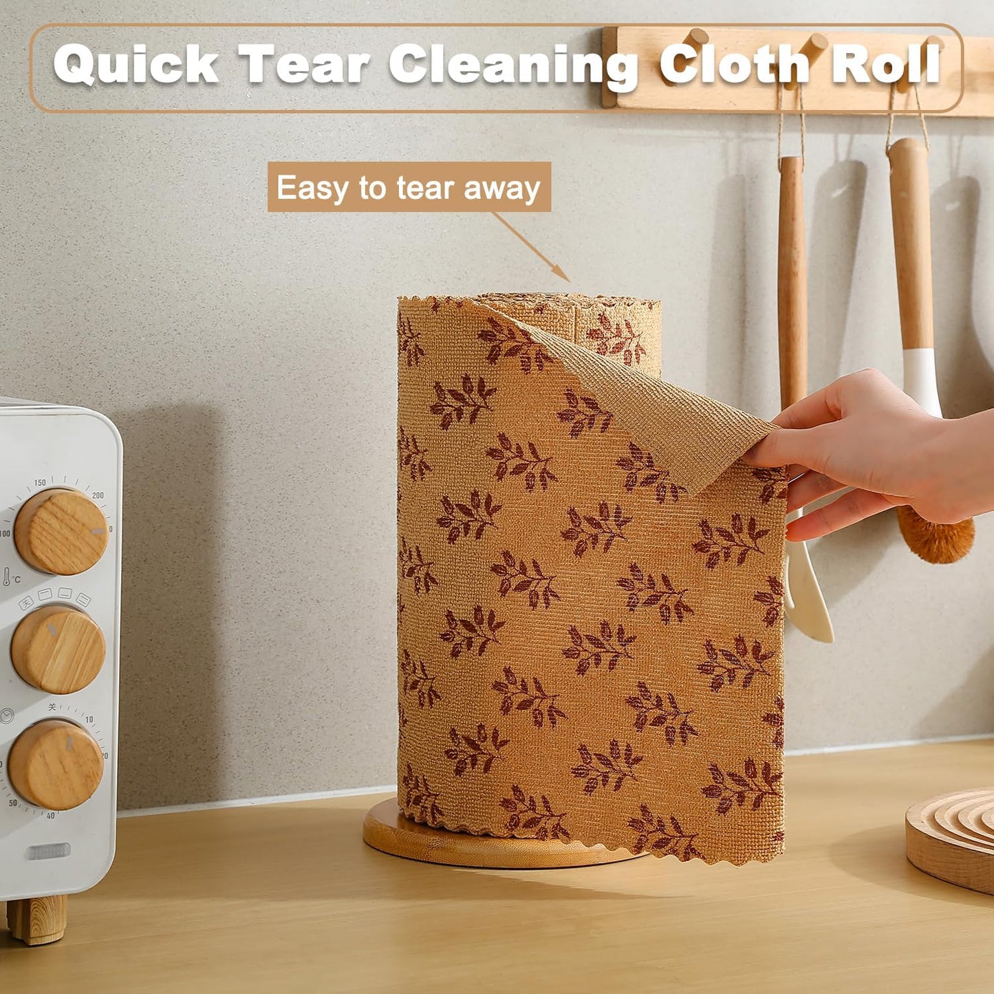 Microfiber Cleaning Cloth Roll,80 Pack Cleaning Towels,Lint Free Rags Paper Towels & Tear Away Reusable Towels,Washable Shop Rags Floral Wipe Cloth,Wash Cloths Dish Rags for Car Kitchen Window