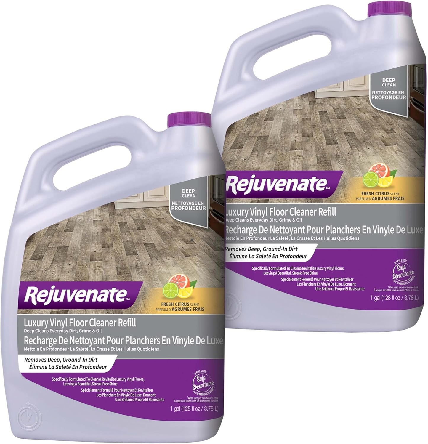 Rejuvenate Luxury Vinyl Floor Cleaner Refill, 1 Gallon, Gently Cleans and Revitalizes Luxury Vinyl Floors