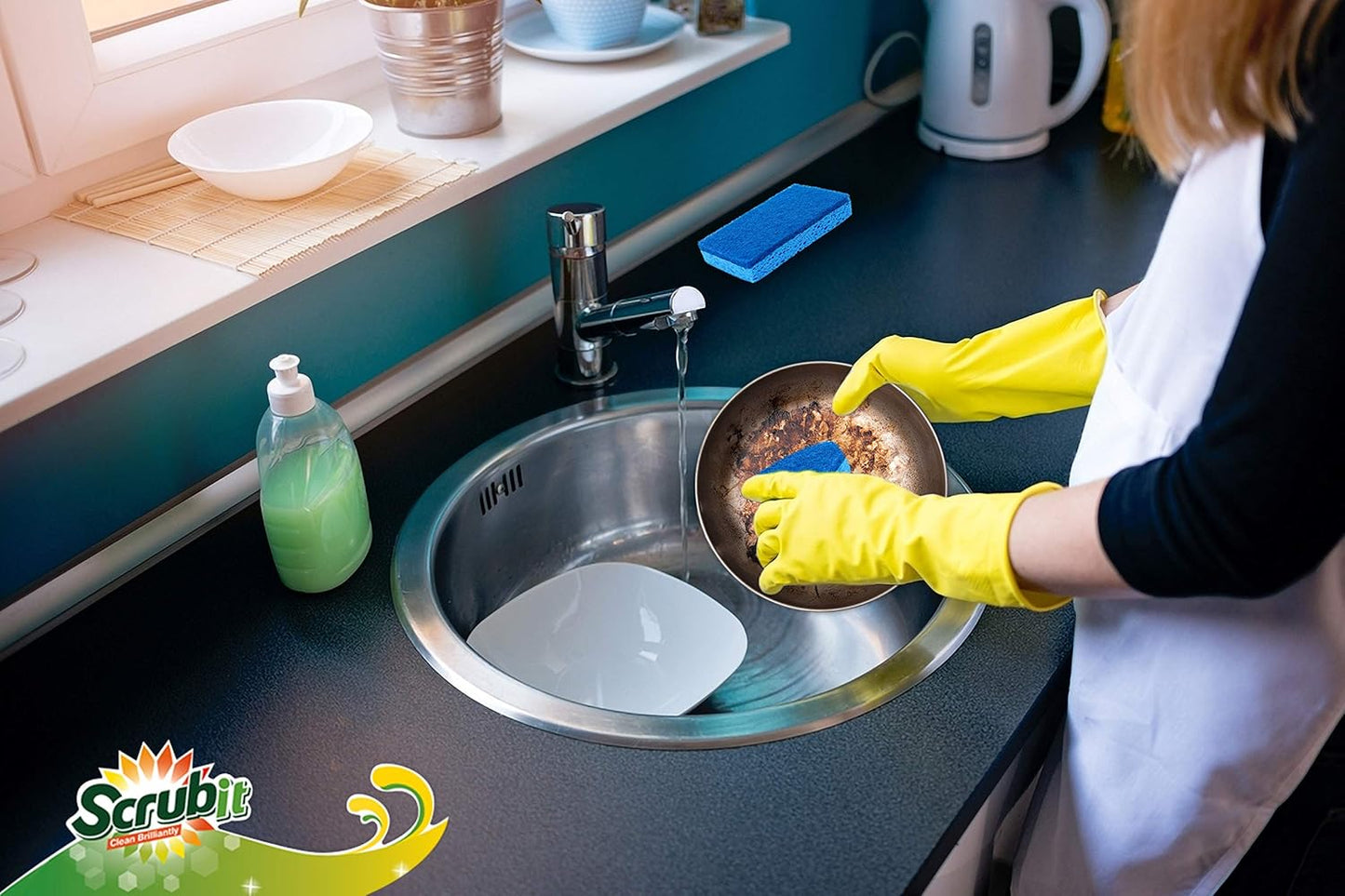 Scrubit Non-Scratch Cleaning Scrub Sponges- Scrubbing Dish Sponge Ideal for Washing Kitchen,Dishes, Bathroom &More – Dishwashing Sponge Along with A Thought Scrubber – 24 sponges