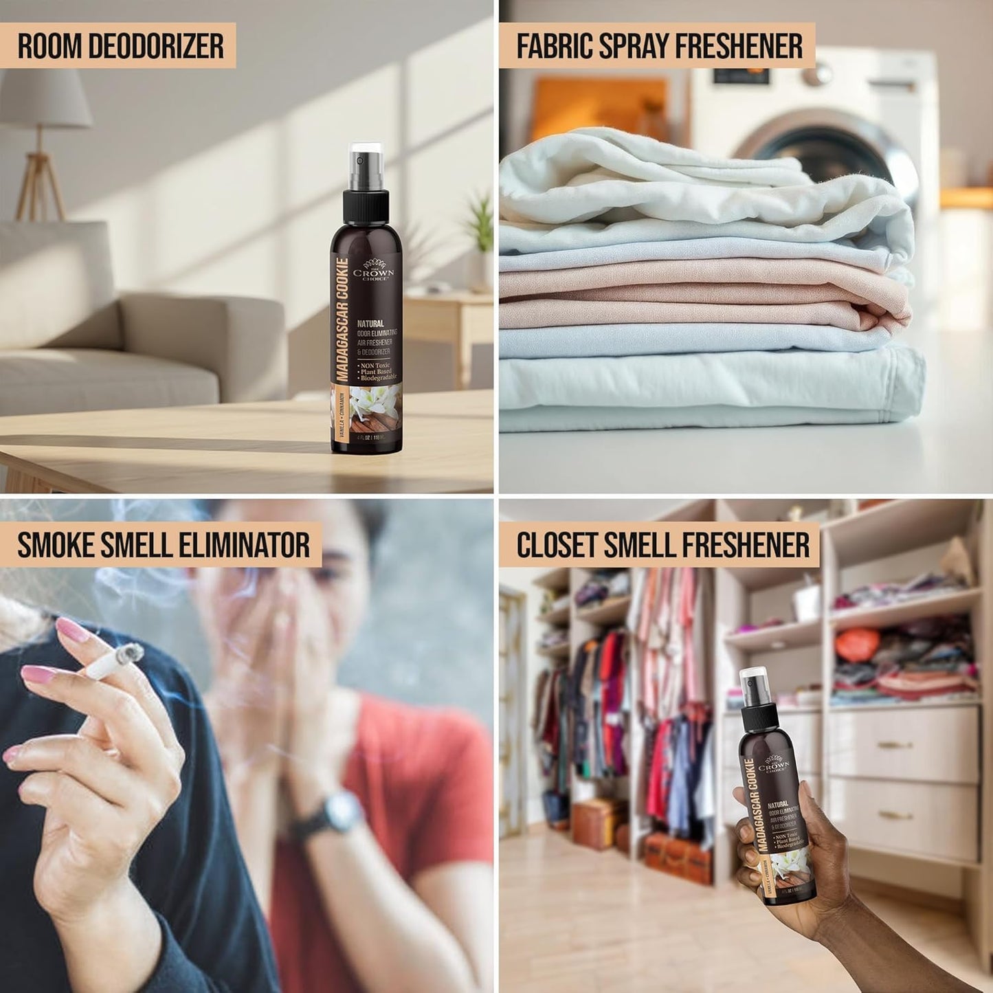 Non-Toxic Odor Eliminator,Natural Cedar Air Freshener Spray for Clothes Storage & Moth Repellent,Closet & Couch Deodorizer,Long Lasting Bathroom & Toilet Freshener, Safe for Kids & Pets-4 oz Pack of 1