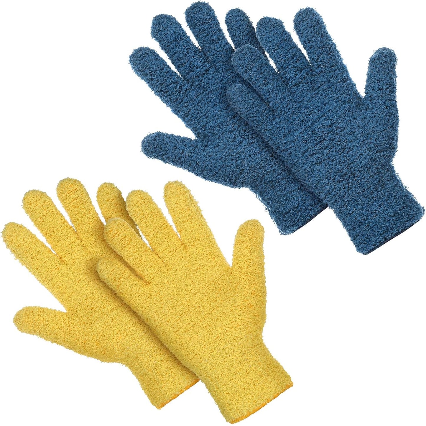 Patelai 2 Pairs Microfiber Gloves for plants Dusting Cleaning Glove Mittens House Cars Blinds Dusting(Blue, Grass Green,Large)