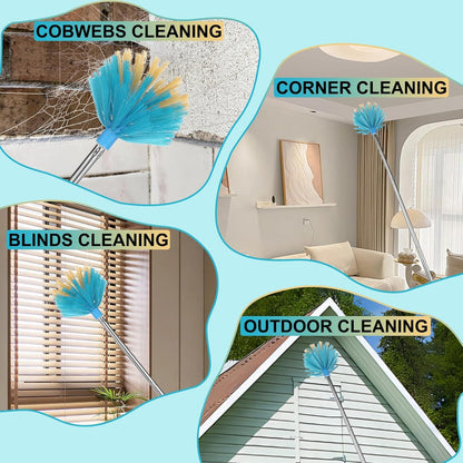 Cobweb Duster with Extension Pole，Medium Stiff Bristles Cobweb Duster Head ，Adjustable from 28 to 56 inches Long Duster for High Ceilings, Suitable for Ceilings, Walls, Indoor Outdoor Environments