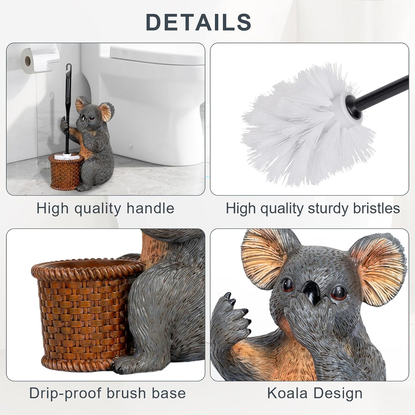Toilet Brush Holder Set for Bathroom Super Cute Dog Base Solidly Toilet Bowl Brush and Holder Flexible and Durable Style Stylish Toilet Cleaner Brush Saving Storage Space Toilet Brushes for Bathroom