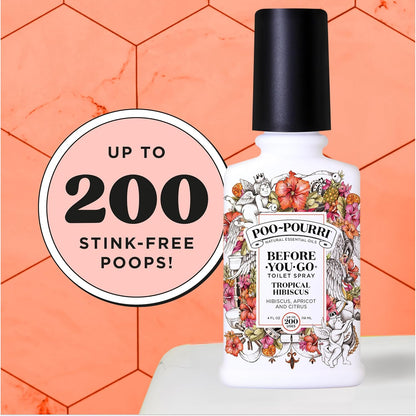 Poo-Pourri Before-You-Go Pocket Toilet Spray, Travel Essentials, Tropical Hibiscus, 1 Fl Oz, Up to 50 Uses, On-The-Go Bathroom Odor Deodorizer with Essential Oils, TSA Approved Size, Hibiscus, Apricot