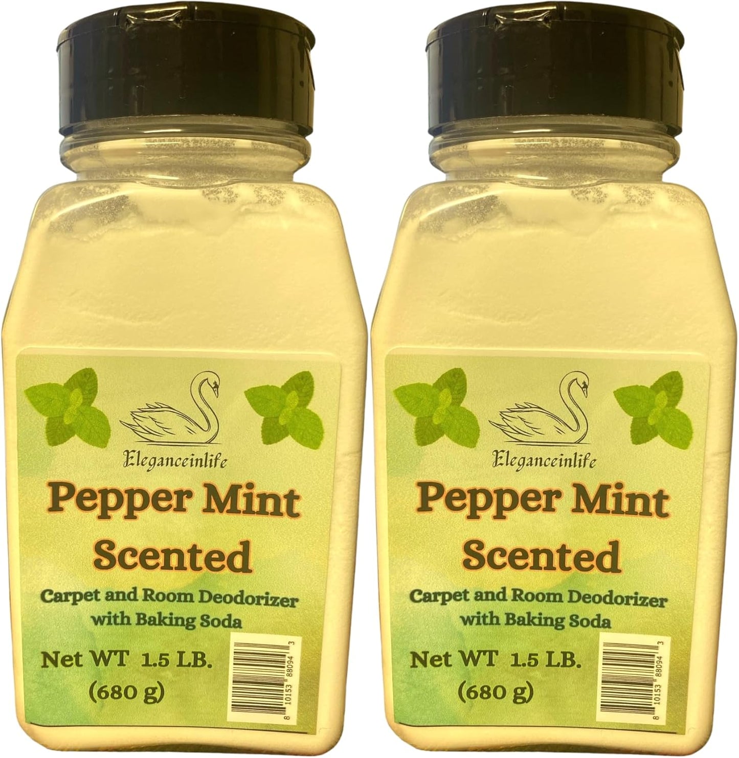 Eleganceinlife Peppermint Scented Carpet and Room Deodorizer with Baking Soda, 1.5 LB (680 g) Each - Fresh Mint, Odor Neutralizer, Pack of 2