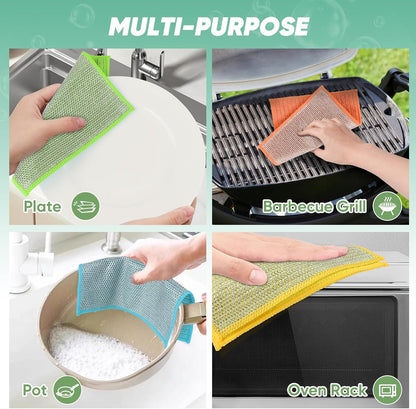Orighty 12 Pcs Multipurpose Wire Dishwashing Rag, Non-Scratch Wire Dish Cleaning Cloths for Wet and Dry, Reusable Steel Scrubber for Kitchen, Powerful Dishcloth Rag for Cookware, Dish, Stove-7"x8"