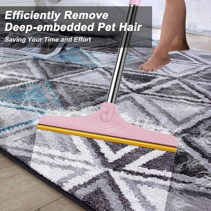 B-Land Carpet Rake for Pet Hair Removal, Reusable Pet Hair Remover with 60” Adjustable Long Handle, Carpet Scraper Dog Cat Hair Remover Tool for Rugs, Mats