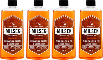 Milsek Furniture Polish and Wood Cleaner with Orange Oil - Multipurpose Cleaning Supplies for Home and Household from Hardwood Floors to Kitchen Cabinets- 12 Fl Oz (Pack of 1)
