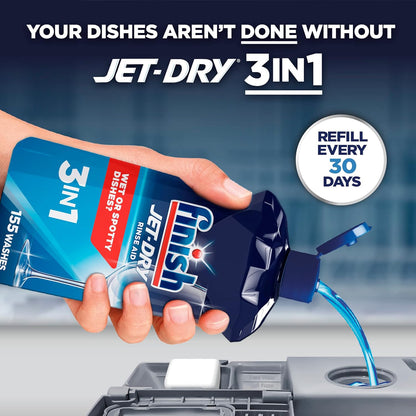 Finish - Jet-Dry Rinse Aid, 23oz, Dishwasher Rinse Agent & Drying Agent and Quantum, 82ct, Dishwasher Detergent, Powerball, Ultimate Clean & Shine, Dishwashing Tablets, Dish Tabs