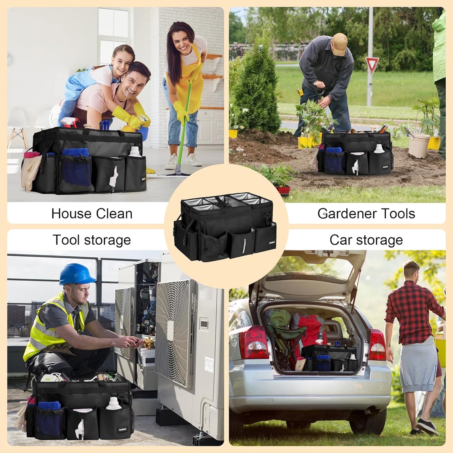Extra-Large Wearable Cleaning Caddy With Detachable Divider,Cleaning Caddy For Cleaning Supplies Large Cleaning Supply Caddy With Adjustable Shoulder Strap & Waist Belt For Cleaners