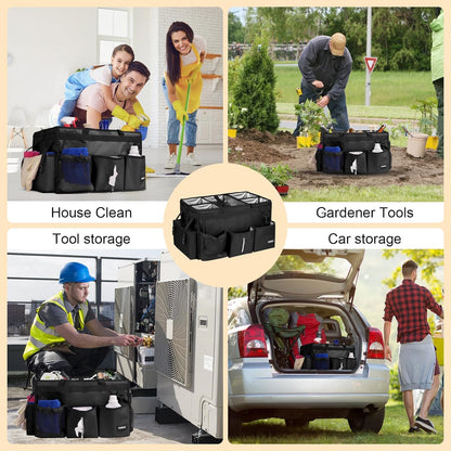 Extra-Large Wearable Cleaning Caddy With Detachable Divider,Cleaning Caddy For Cleaning Supplies Large Cleaning Supply Caddy With Adjustable Shoulder Strap & Waist Belt For Cleaners