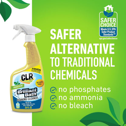 CLR Brilliant Bath Foaming Bathroom Cleaner Spray - For Use On Toilet, Bath, Shower, Sink, Glass, Stainless Steel - Fresh Scent, 26 Fl Ounce Bottle (Pack of 4)